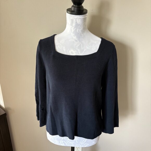 Demylee New York Sweater Womens Navy Casual Classic Cotton Size Medium - Picture 3 of 6
